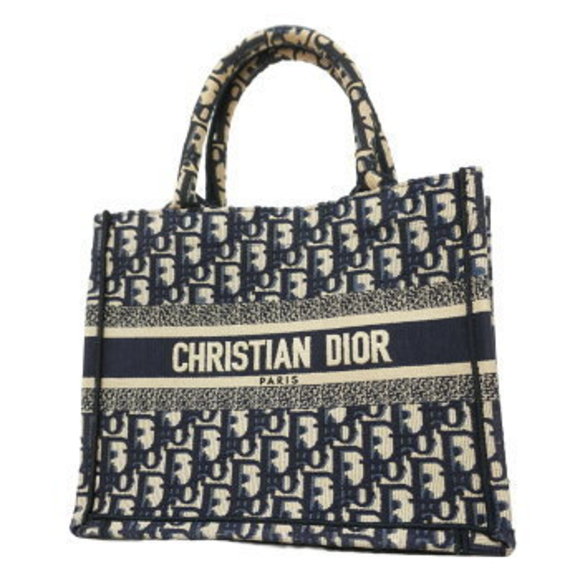 Christian Dior Trotter Book Tote Canvas Navy Blue - Picture 1 of 9
